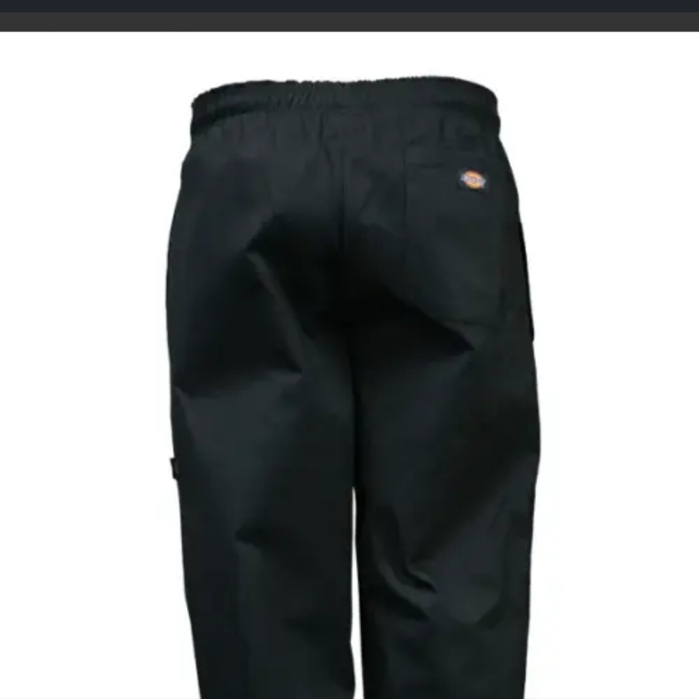 Dickies Chef Traditional Baggy Black Elastic Waist Pants, New